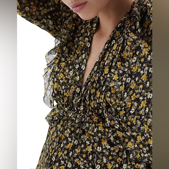 The Kooples Camo Flowers Ruffled Mini Dress nwot - Picture 5 of 11